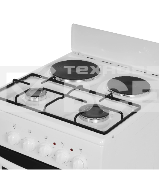 Плита комбинированная Flama RK 2201 W белый, конфорок 2 газовых и 2 электрических, духовка 50 л, 50 см x 85 см x 54 см