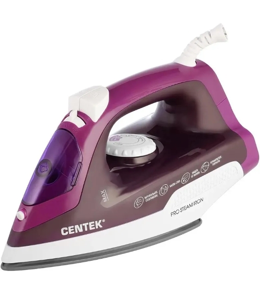 Утюг Centek CT-2348 фиолетовый, 1600 Вт, 20 г/мин, 80 г/мин, 200 мл