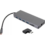 USB-концентратор VCOM CU4706, USB Type-C, HDMI/DP/USB3.0/TC/USB2.0/RJ45/SD/TF/PD/3.5 мм jack, USB Type-C, фото 1