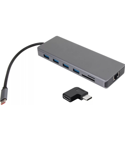 USB-концентратор VCOM CU4706, USB Type-C, HDMI/DP/USB3.0/TC/USB2.0/RJ45/SD/TF/PD/3.5 мм jack, USB Type-C