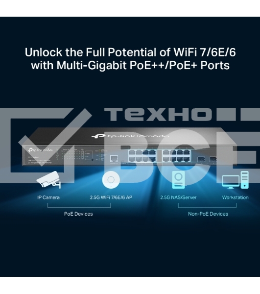 Коммутатор TP-Link SG3218XP-M2 (L2+) 16x2.5Гбит/с 2xКомбо(10GBase-T/SFP+) 2SFP+ 8PoE+ 240W управляемый