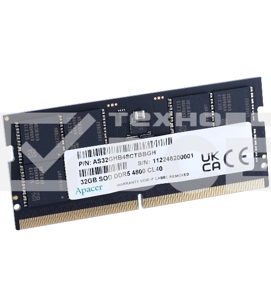 Оперативная память Apacer, DDR5, 32GB (1x32GB), 4800MHz, CL40, SO-DIMM