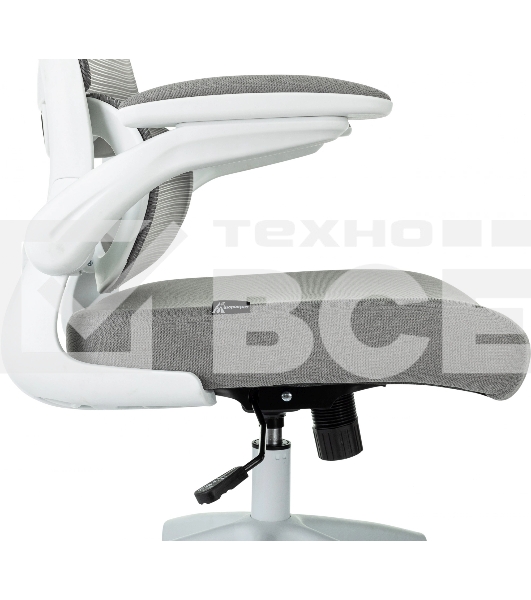Кресло руководителя Бюрократ Sigma WH 1 серый, сетка/ткань, крестов. пластик, пластик белый