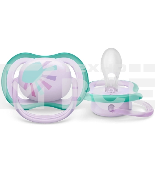Пустышка Philips Avent ultra air, солнышко/радуга, для девочек, 0-6 мес., 2 шт.