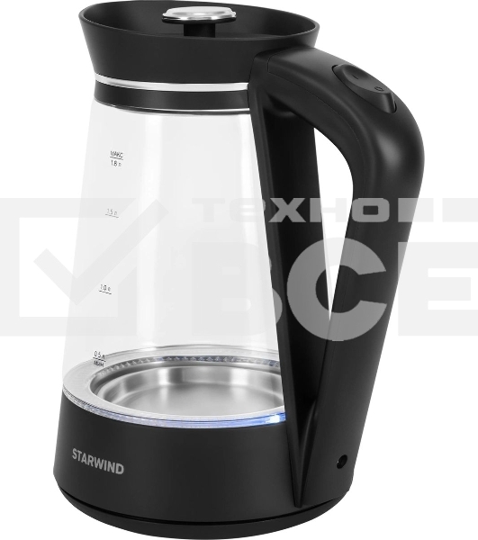 Чайник электрический Starwind SKG2116 1.8л. 1700Вт черный/прозрачный корпус: стекло