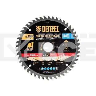 Пильный диск по дереву Denzel ф200 х 30 мм, 48 зубьев 733477