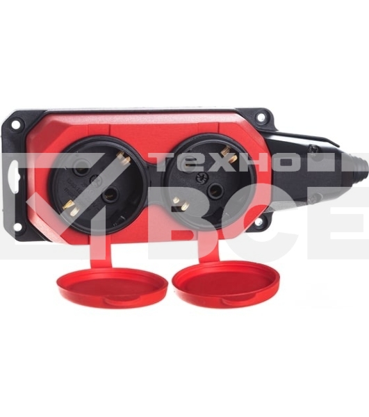 Колодка каучуковая ЭРА с/з 2 гн 16A IP44 красная (12/120/720)