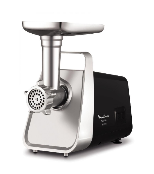 Мясорубка электрическая Moulinex ME306832 черный, 1600 Вт, 1.9 кг/мин, реверс, защита от перегрузки, металлический лоток, насадки - 6