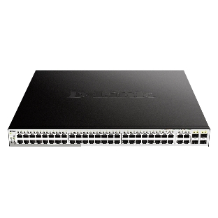 Коммутатор D-Link DGS-1210-52MP/FL1A, 48×1 Гбит/с PoE+ + 4×1 Гбит/с Combo (RJ45/SFP), настраиваемый