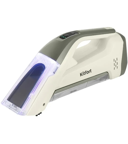 Пылесос ручной Kitfort КТ-5195 бежевый/серый, питание от аккумулятора, 50 Вт, уборка влажная, пылесборник 0.11 л, работа от АКБ max 15 мин
