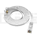 Патч-корд GCR PROF, UTP медь кат.6, нижний угол, ethernet high speed 10 Гбит/с, RJ45, T568B, плоский 10.0m, белый, фото3