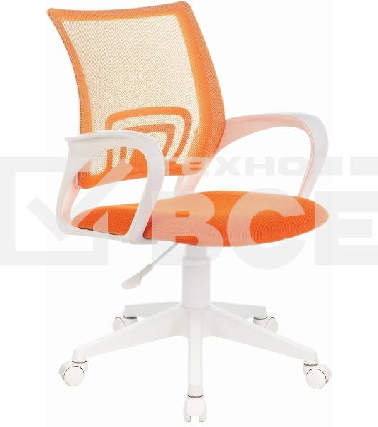 Кресло компьютерное Бюрократ CH-W695NLT TW-38-3 TW-96-1 оранжевый, сетка/ткань, крестовина пластик, пластик белый