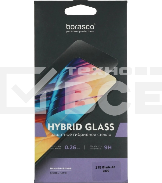 Защитное стекло для экрана BoraSCO Hybrid Glass для ZTE Blade A3 (2020) антиблик, 62.8 х 139 мм, 2.5D, прозрачный