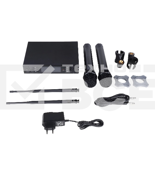 Микрофонная радиосистема с DSP Axelvox DWS7000HT (HT Bundle) UHF 710-726 MHz, 100 каналов, LCD дисплей, 2х ИК порт, 2 ручных микрофона, 2 держателя на стойку, 2 цветных кольца