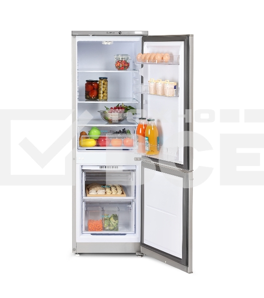 Холодильник Бирюса M418 металлик двухкамерный 125/55л морозилка снизу