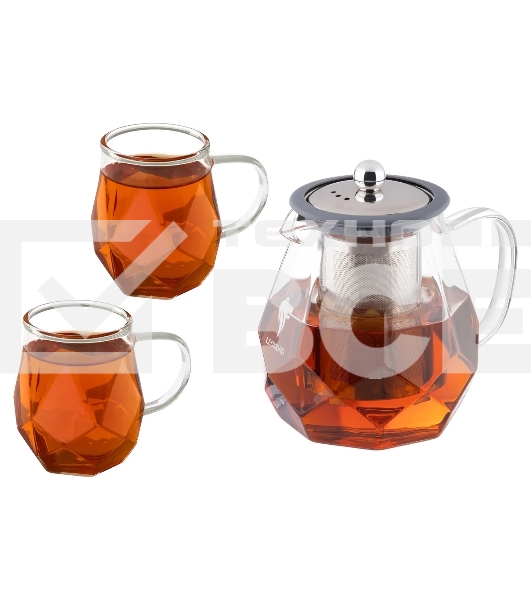 Чайник заварочный LEONORD AROMA, 820 мл из боросиликатного стекла, корпус с гранями (106791)