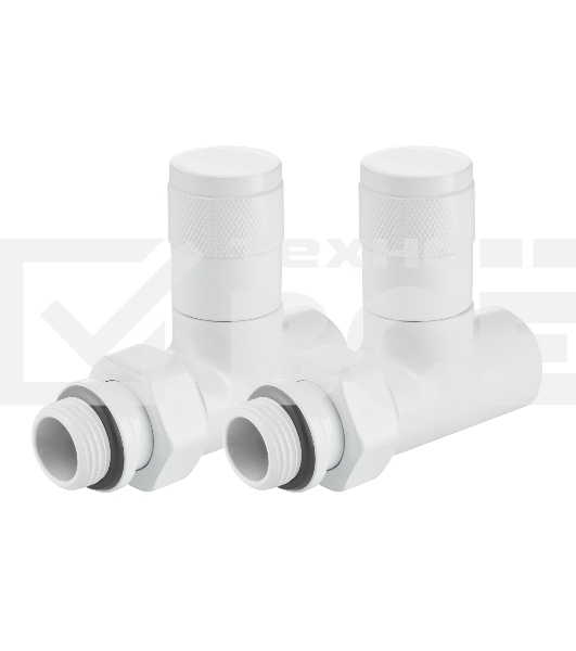 Набор дизайн-вентилей Royal Thermo PIANO, прямой (белый) 1/2