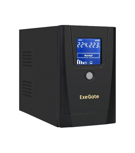 Источник бесперебойного питания ExeGate SpecialPro Smart LLB-1000.LCD.AVR.1SH.2C13.RJ.USB 1000VA/550W, LCD, AVR, 1*Schuko+2*C13, RJ45/11,USB, металлический корпус, черный