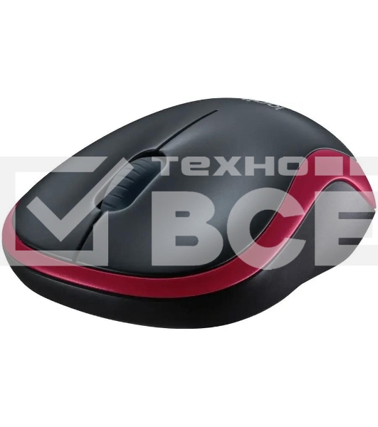 Мышь беспроводная Logitech M185, красный, 1000 dpi, радиоканал, USB, кнопки - 3