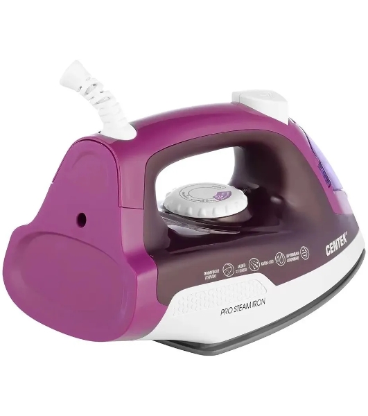 Утюг Centek CT-2348 фиолетовый, 1600 Вт, 20 г/мин, 80 г/мин, 200 мл