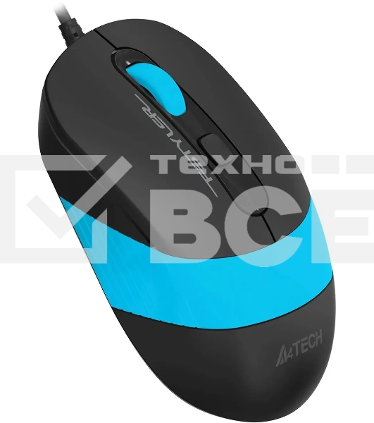 Мышь проводная A4Tech Fstyler FM10S черный/голубой, 1600 dpi, USB, кнопки - 4