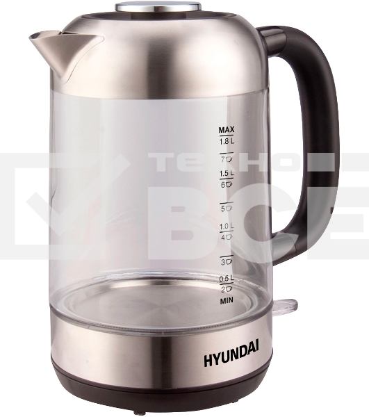 Чайник электрический Hyundai HYK-G4034 1.8л. 2200Вт черный/прозрачный (корпус: стекло)