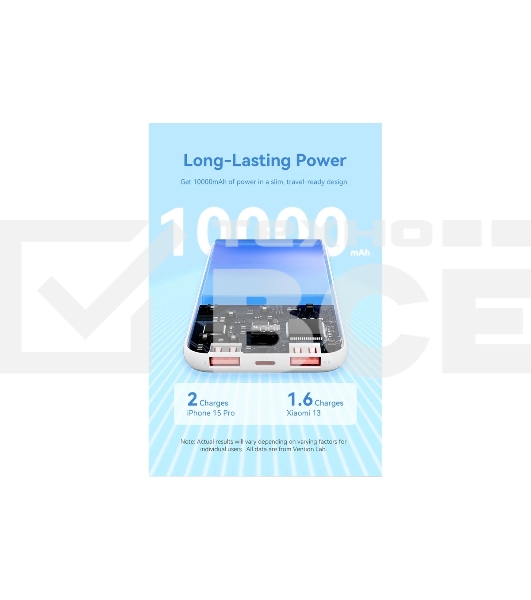 Внешний аккумулятор Vention 10000mAh(M/C-A/A)22.5W Белый с LED Дисплеем