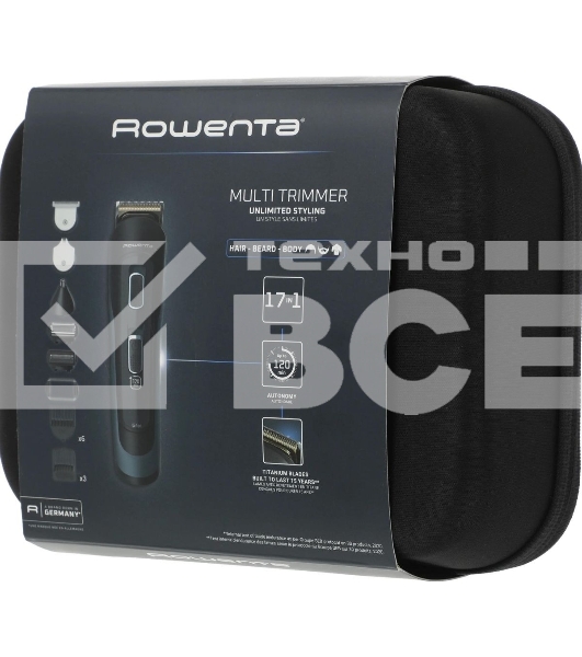 Триммер Rowenta Selectium TN9464E0 черный/хром (насадок в компл:16шт)