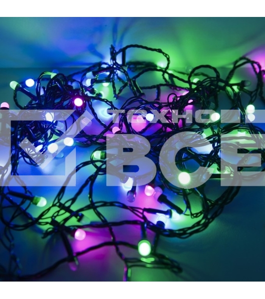 Гирлянда светод. Funray Минишарики, SE-MINI-110M, 10М,100LED,мульти(6цв.),темно-зел.шн.0,7м,контр,