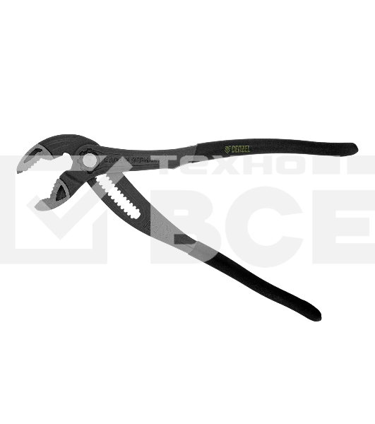 Клещи переставные Denzel кнопочный механизм, обливные рукоятки, 300 мм