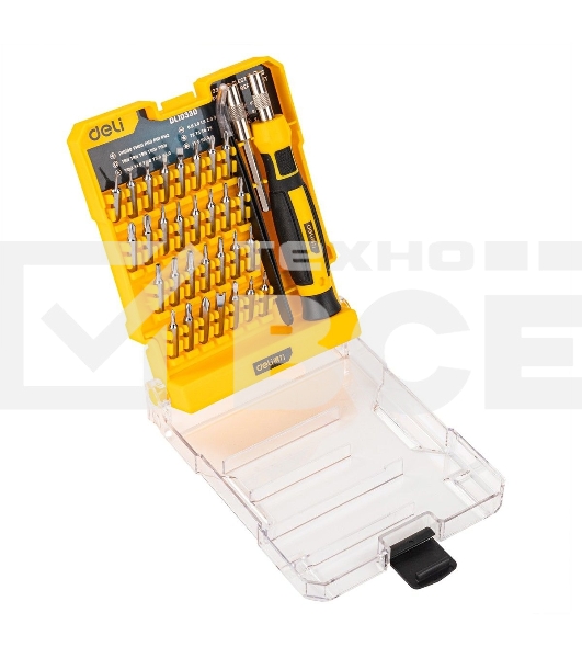 Набор прецизионных отвертокDeli DL1033D 33 предмета Материал Cr-V. Пластиковый кейс.