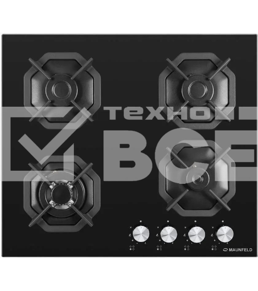 Газовая варочная панель Maunfeld EGHG.64.23CB/G, 4 конфорки, закаленное стекло, черный
