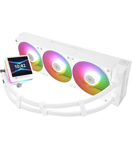 Водяное охлаждение для процессора Thermalright Grand Vision 360 (360mm, LED, White, ARGB/Fans: 3x120mm, 80.45CFM, 29.4dBA, 2150RPM/Pump height 72.5mm, 6400RPM, Rad thickness 27mm/S: 1700, 1200, 1851, 115X, 2011, 2066, AM5, AM4)