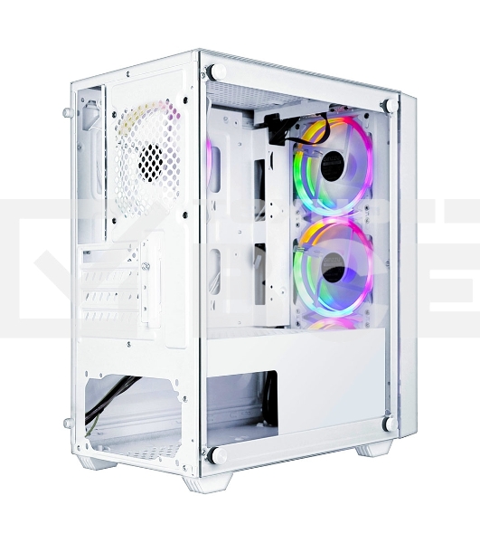 Корпус Ginzzu CL640 mATX FAN 4*12FRGb передняя панель Сетка Белый