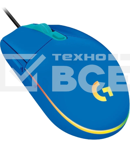 Мышь проводная Logitech G203 LIGHTSYNC синий, 8000 dpi, USB, кнопки - 6