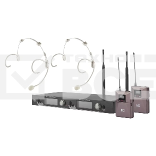 Радиосистема ITC T-521US UHF двухканальная радиосистема с двумя головными микрофонами, LCD дисплей, частотный диапазон 470-510 MHz.