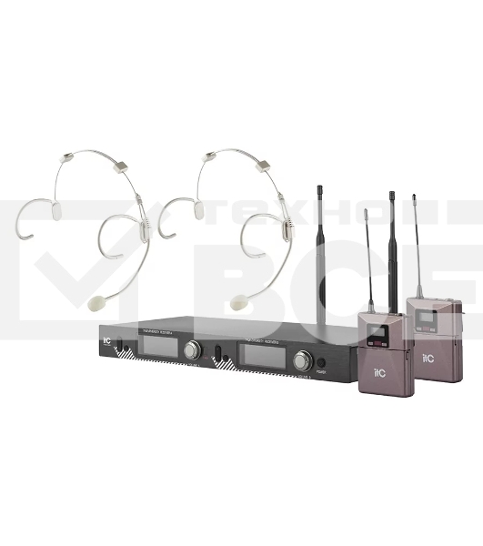 Радиосистема ITC T-521US UHF двухканальная радиосистема с двумя головными микрофонами, LCD дисплей, частотный диапазон 470-510 MHz.