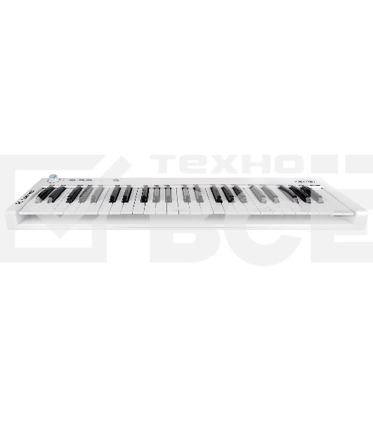 Клавиатура MIDI [AX-1973W] Axelvox [KEY49j White] 4-октавная (49 клавиш) динамическая USB, 3 кнопки, джойстик (Pitch Bend и Modulation), 1 программируемый фейдер, вход Sustain педали, выключатель питания, питание от USB. Цвет белый.