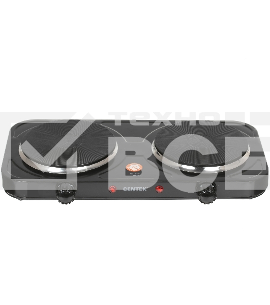 Плита настольная электрическая Centek CT-1507 черный, 2конф ЧУГУН 155мм, 2000Вт, индикатор работы