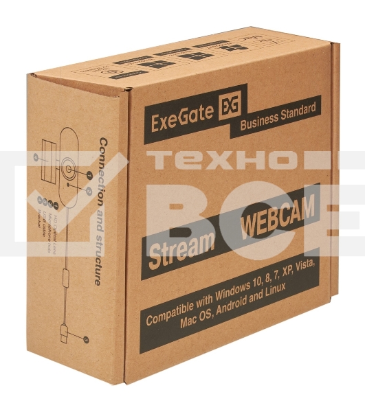 Веб-камера широкоугольная ExeGate Stream C940 Wide 2K AF (4Мп, 2560x1440, 30fps, поддержка H.264, автоматический фокус, защитная шторка, широкоугольный 4-линзовый (стекло) объектив 89°, микрофон с шумоподавлением, универсальное крепление, USB, кабель 1,5 