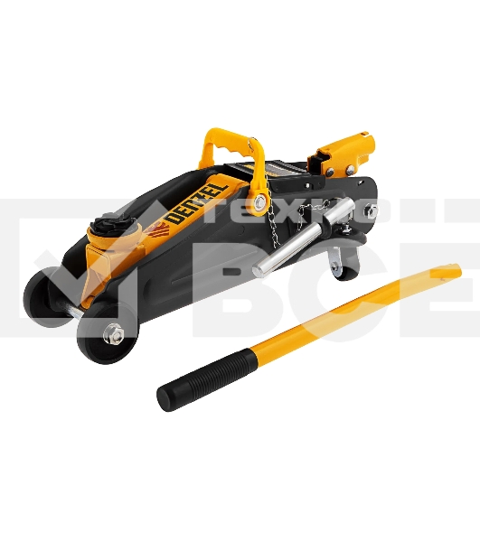 Домкрат гидравлический подкатной с фиксатором Denzel 2 т, 130-330 мм, в кейсе 51154