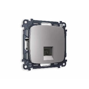 Комплект механизма компьютерной розетки OMEGA Сталь матовый RJ-45(8P8C) CAT6 с шторкой QUANT (OP5120, VM188) MO512010