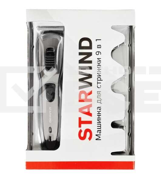 Машинка для стрижки Starwind SBC1900 черный/серебристый (насадок в компл:9шт)