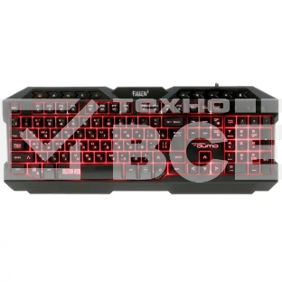 Клавиатура проводная игровая Qumo Fallen 2 K56, проводная, 104 + 10 клавиш мультимедиа, встроенные подсветки общая + кнопок 3 цвета