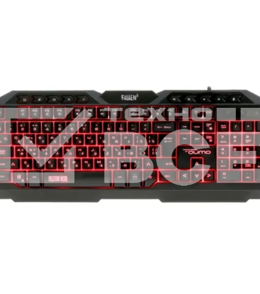 Клавиатура проводная игровая Qumo Fallen 2 K56, проводная, 104 + 10 клавиш мультимедиа, встроенные подсветки общая + кнопок 3 цвета