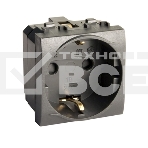 Розетка электрическая DKC BRAVA 77482N с заземлением, со шторками, черная RAL 7016, 2М, фото 1