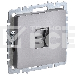 Розетка компьютерная IEK BRITE РК10-БрС RJ45 кат.5E сталь, фото 1