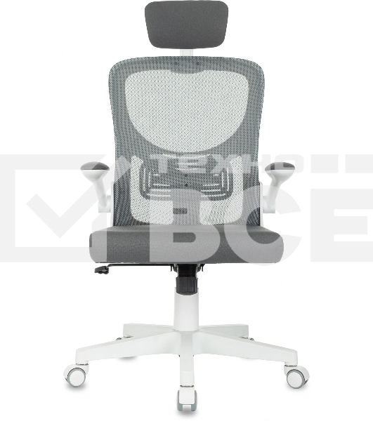 Кресло компьютерное Бюрократ ASTER NH-W TW-04 Neo Grey темно-серый, сетка/ткань, с подголов. крестов. пластик, пластик белый