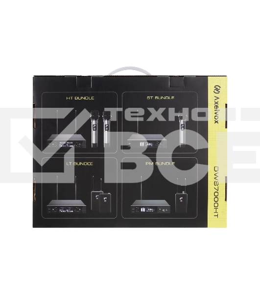 Микрофонная радиосистема с DSP Axelvox DWS7000HT (HT Bundle) UHF 710-726 MHz, 100 каналов, LCD дисплей, 2х ИК порт, 2 ручных микрофона, 2 держателя на стойку, 2 цветных кольца