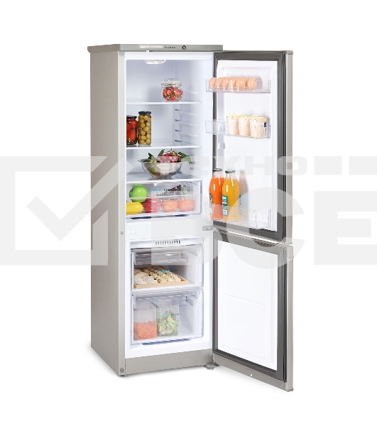 Холодильник Бирюса M418 металлик двухкамерный 125/55л морозилка снизу